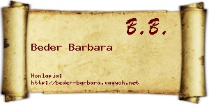 Beder Barbara névjegykártya